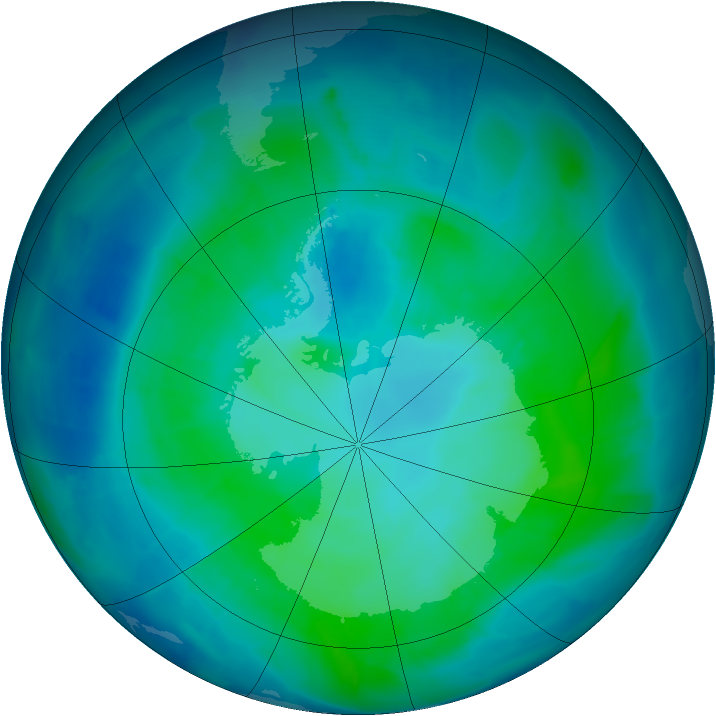 Antarctic ozone map for 04 February 2012